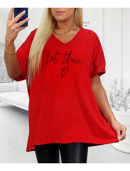 JEMNÁ BAVLNENÁ ČERVENÁ VEĽKÁ BLÚZKA - OVERSIZE - UNI - PRE MOLETKY 